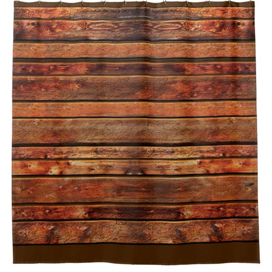 Rideau de douche personnalisable aspect bois rusti (Devant)