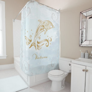 Rideau de douche personnalisé Dolphin Or
