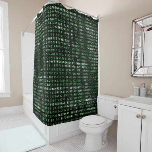 Rideau de douche "Pi" lueur verte Var02 (En situation)