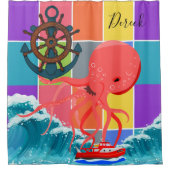 Rideau De Douche Plage D'Octopus Vagues Blocs Colo (Devant)