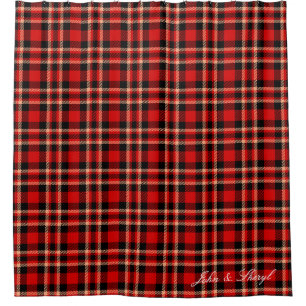 Rideau de douche plat classique rouge et noir tata