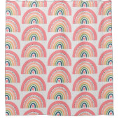 Rideau de douche - Pois arc-en-ciel rose (Devant)