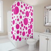 Rideau de douche Pois rose chaud gras (En situation)