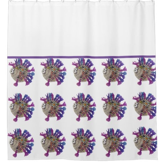Rideau de douche - Poisson violet (Devant)