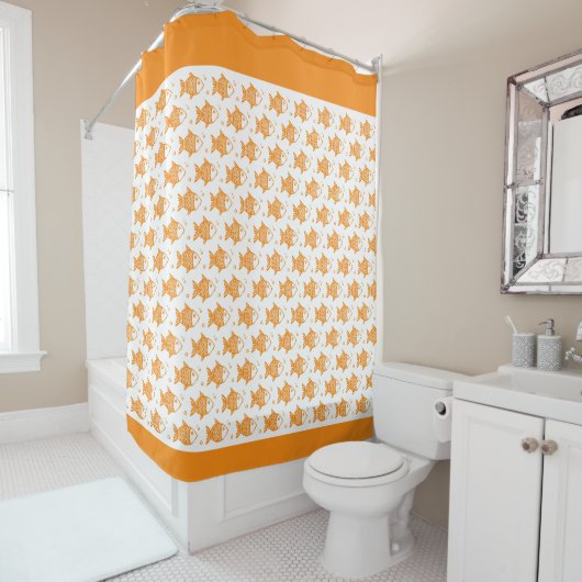 Rideau de douche Poissons Orange (En situation)