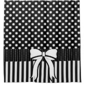 Rideau de douche Polkadot Noir Blanc Stripe Bow (Devant)