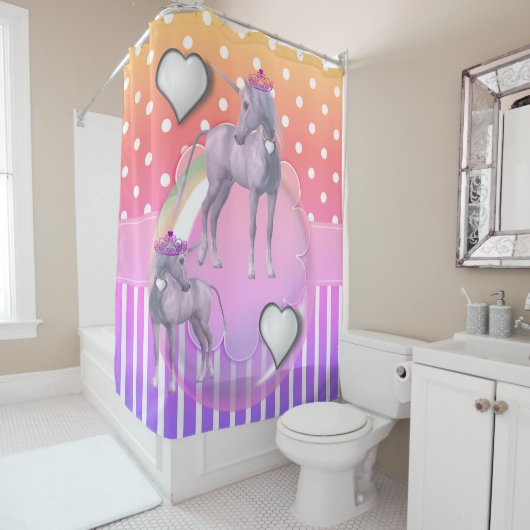 Rideau de douche Pony violet (En situation)