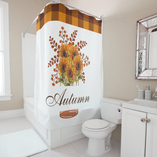 Rideau de douche pot de tournesols (En situation)