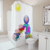 Rideau de douche pour enfants de porc (En situation)