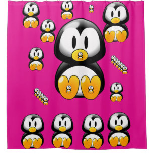 Rideau de douche pour enfants en pingouin