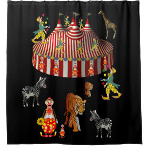 Rideau de douche pour enfants noir cirque