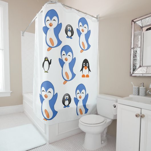 Rideau de douche pour enfants Pingouin (En situation)