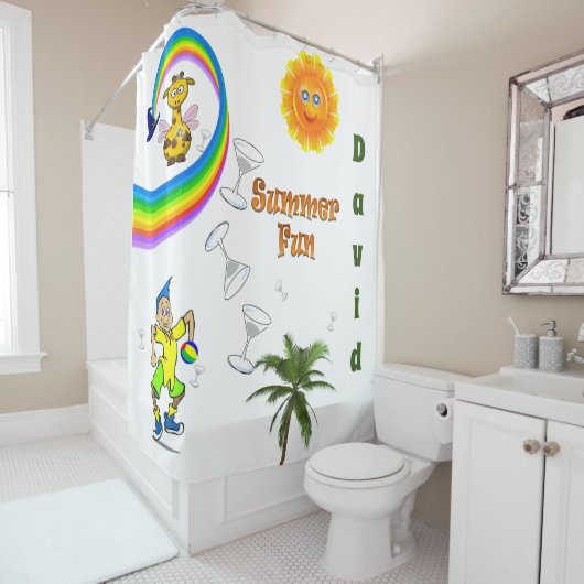 Rideau de douche pour enfants Sun Rainbow Giraffe (En situation)