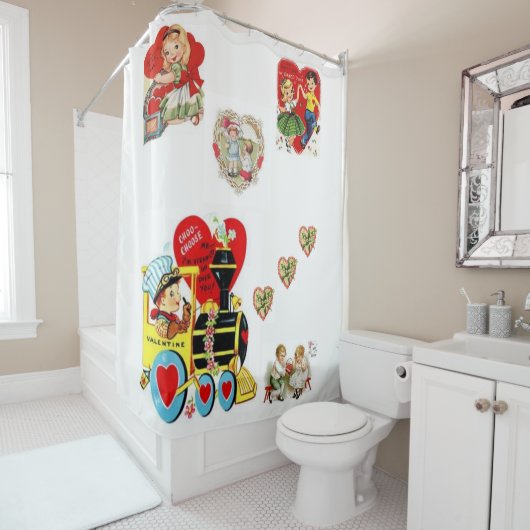 Rideau de douche pour la Saint-Valentin (En situation)