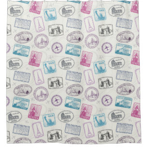 Rideau de douche pour timbres de voyage