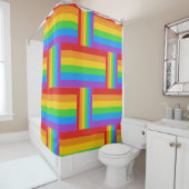 Rideau de douche Rainbow Pride Grid (En situation)