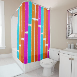 Rideau de douche rayé coloré et vibrant