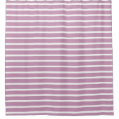 Rideau de douche rayé mauve et blanc moderne  (Devant)