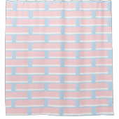 Rideau de douche rayé rose et blanc bleu  (Devant)