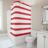 Rideau de douche rayé rouge et blanc (En situation)
