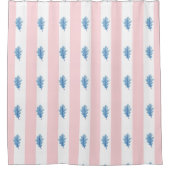 Rideau de douche Rayure Rose & Blanc Feuille (Devant)