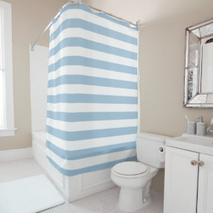 Rideau de douche rayures bleues ciel et blanches