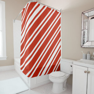 Rideau de douche/rayures rouge et blanche