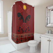 Rideau de douche Red Kokopelli (En situation)