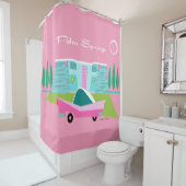 Rideau de douche Retro Rose Palm Springs (En situation)