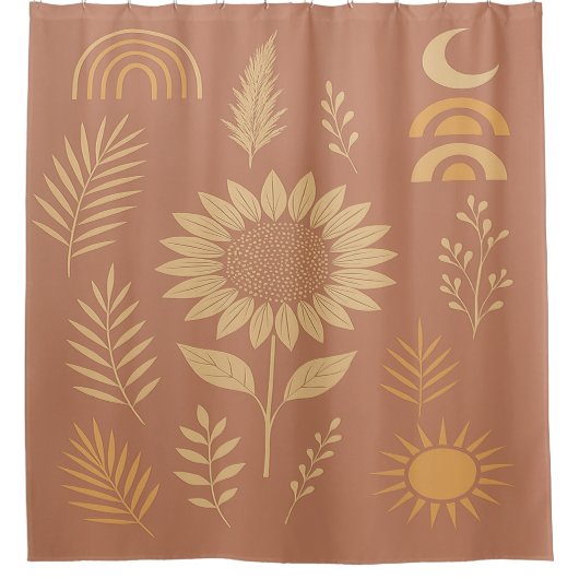 Rideau de douche rétro rose poussiéreux (Devant)