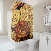 Rideau de douche romantique jaune rose (En situation)