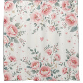 Rideau de douche rose en fleurs (Devant)