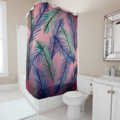 Rideau de douche rose feuille tropical (En situation)