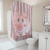 rideau de douche rose porc pour enfants (En situation)