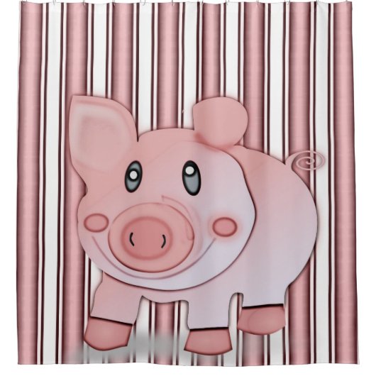 rideau de douche rose porc pour enfants (Devant)