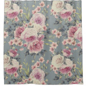 rideau de douche rose roses (Devant)