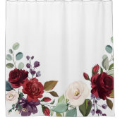 Rideau de douche Roses blanches Or Géométrique Fl (Devant)