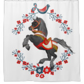 Rideau de douche Rouge bleu Floral Horse (Devant)