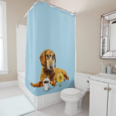 Rideau de douche rouge Dachshund (En situation)