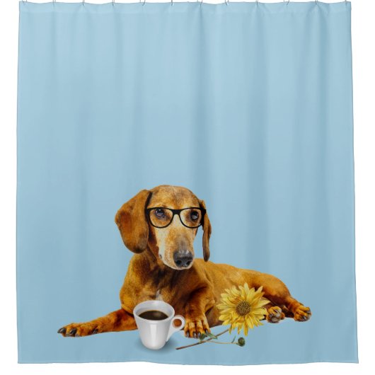 Rideau de douche rouge Dachshund (Devant)