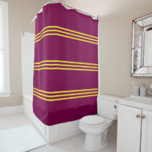 Rideau de douche rouge et jaune