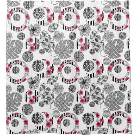 Rideau de douche, Rouge et Noir, Quilting, Patchwo (Devant)