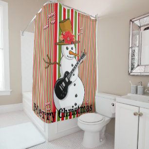 Rideau de douche Rouge Vert blanc Snowman