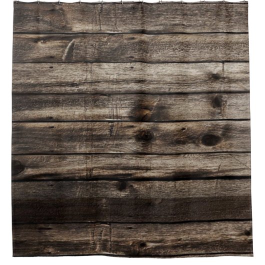 Rideau de douche rustique en bois foncé (Devant)
