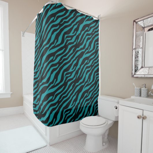 Rideau de douche Safari sarcelle moderne (En situation)