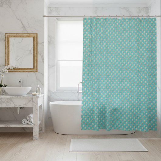 Rideau de douche sarcelle élégant avec perles