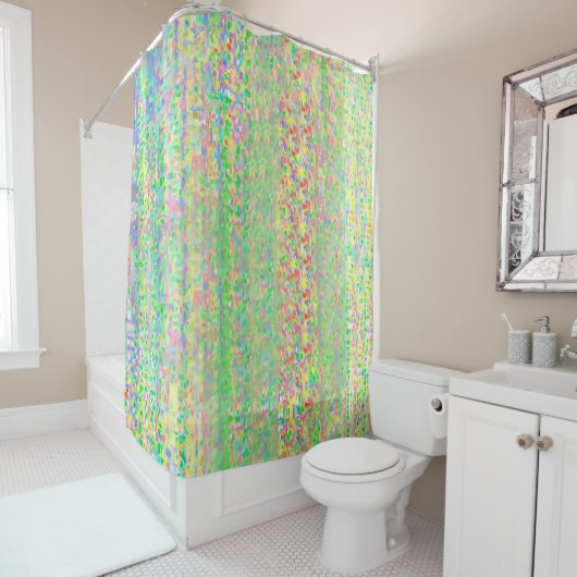 Rideau de douche scintillant multicolore (En situation)