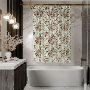 Rideau de douche Shabby Chic Fleurs pastel doux