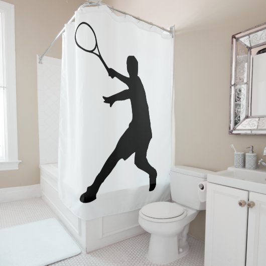 rideau de douche silhouette du joueur de tennis (En situation)
