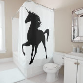 Rideau de douche Silhouette Unicorne Noire (En situation)